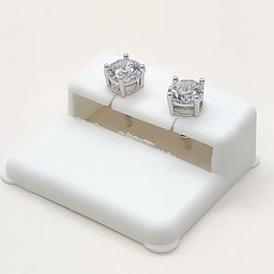 "RJ-E58-E67" 925 Sterling Silver Clear Round Cubic Zirconia CZ Stud Earrings 7mm